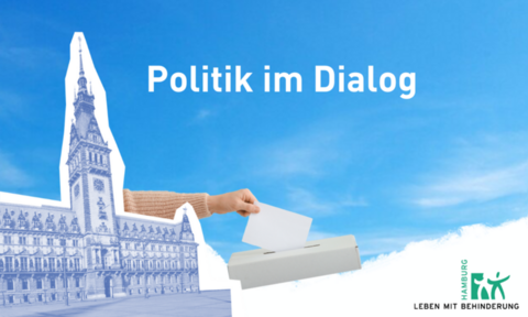 Hamburger Rathaus, Text "Politik im Dialog"
