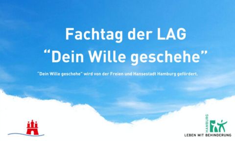 Text "Fachtag der Lag "Dein Wille geschehe"" vor blauem Himmel